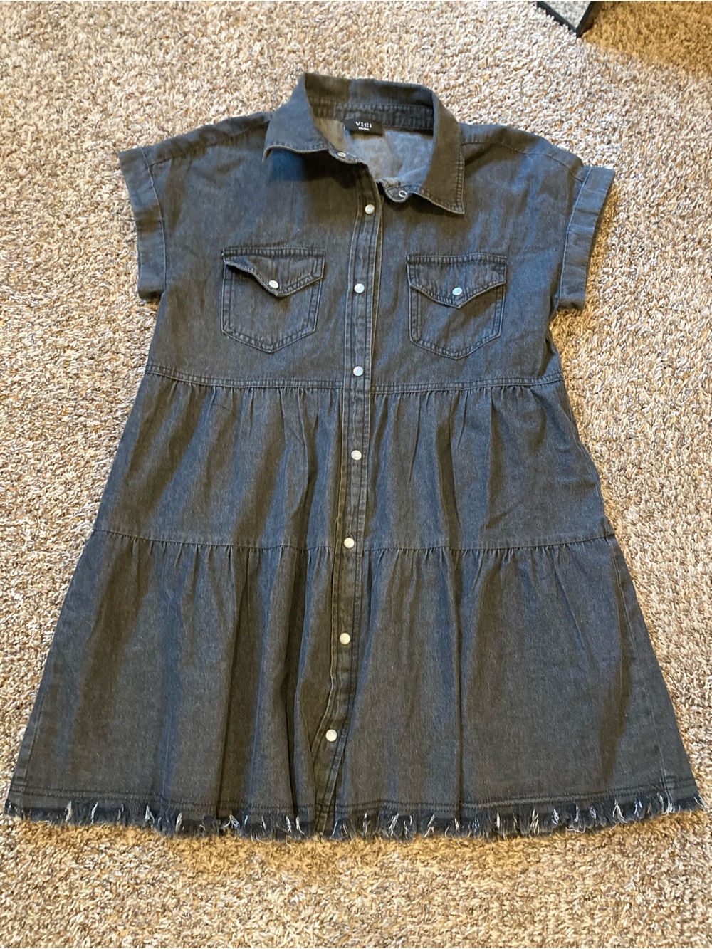 NWOT Dark Gray Denim Button-Front Dress